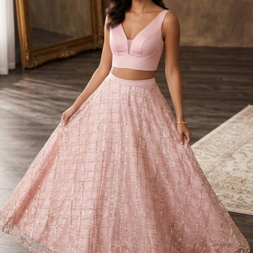 Madison James Blush Satin Gown